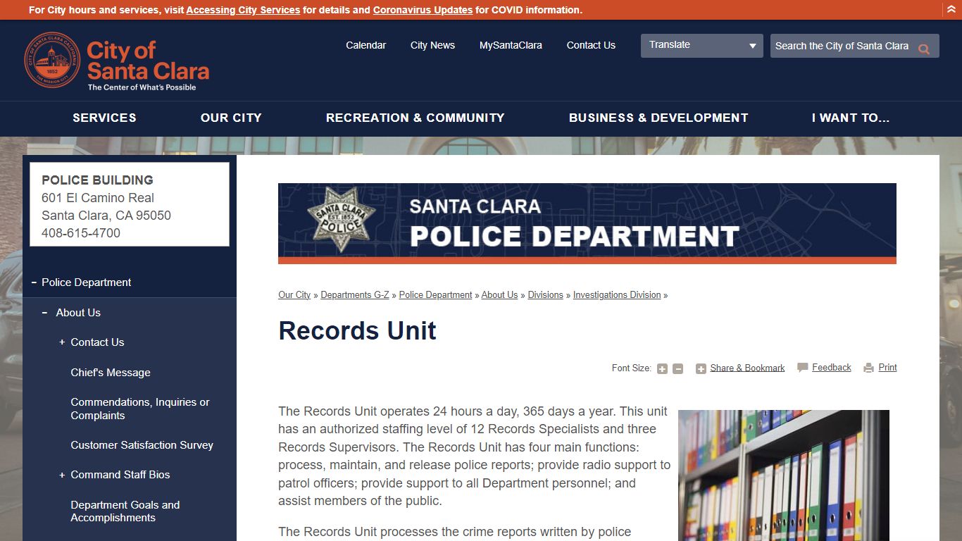 Records Unit | City of Santa Clara