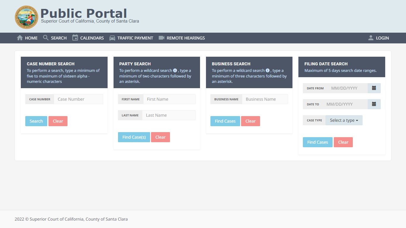 Public Portal - Superior Court of California, County of Santa Clara